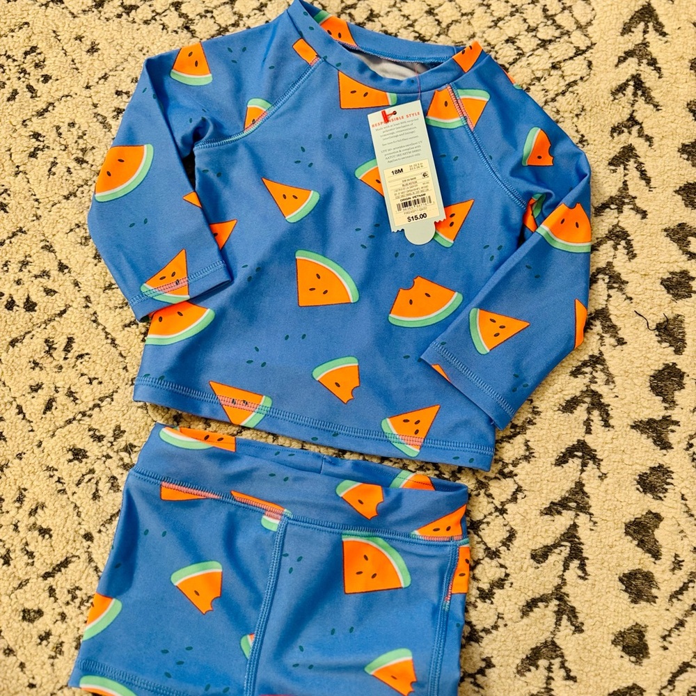 Kids Blue Watermelon Swim Set